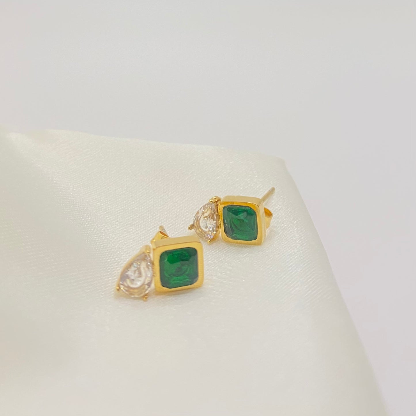 Green Square Studs