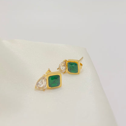 Green Square Studs