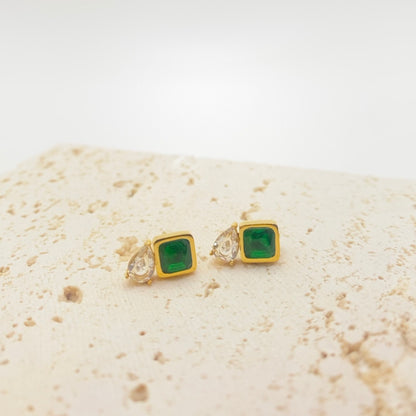 Green Square Studs