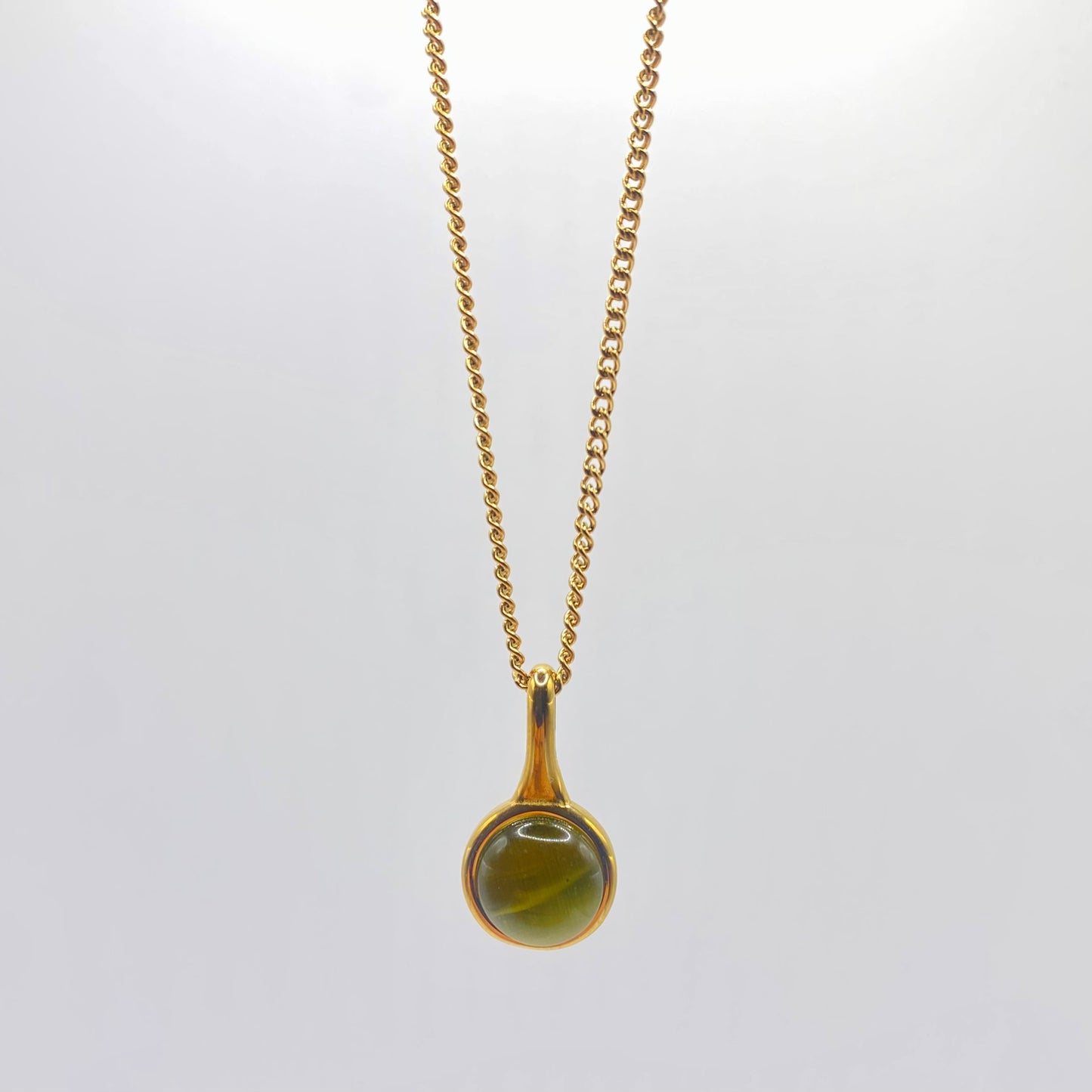 Olive Circle Pendant Necklace